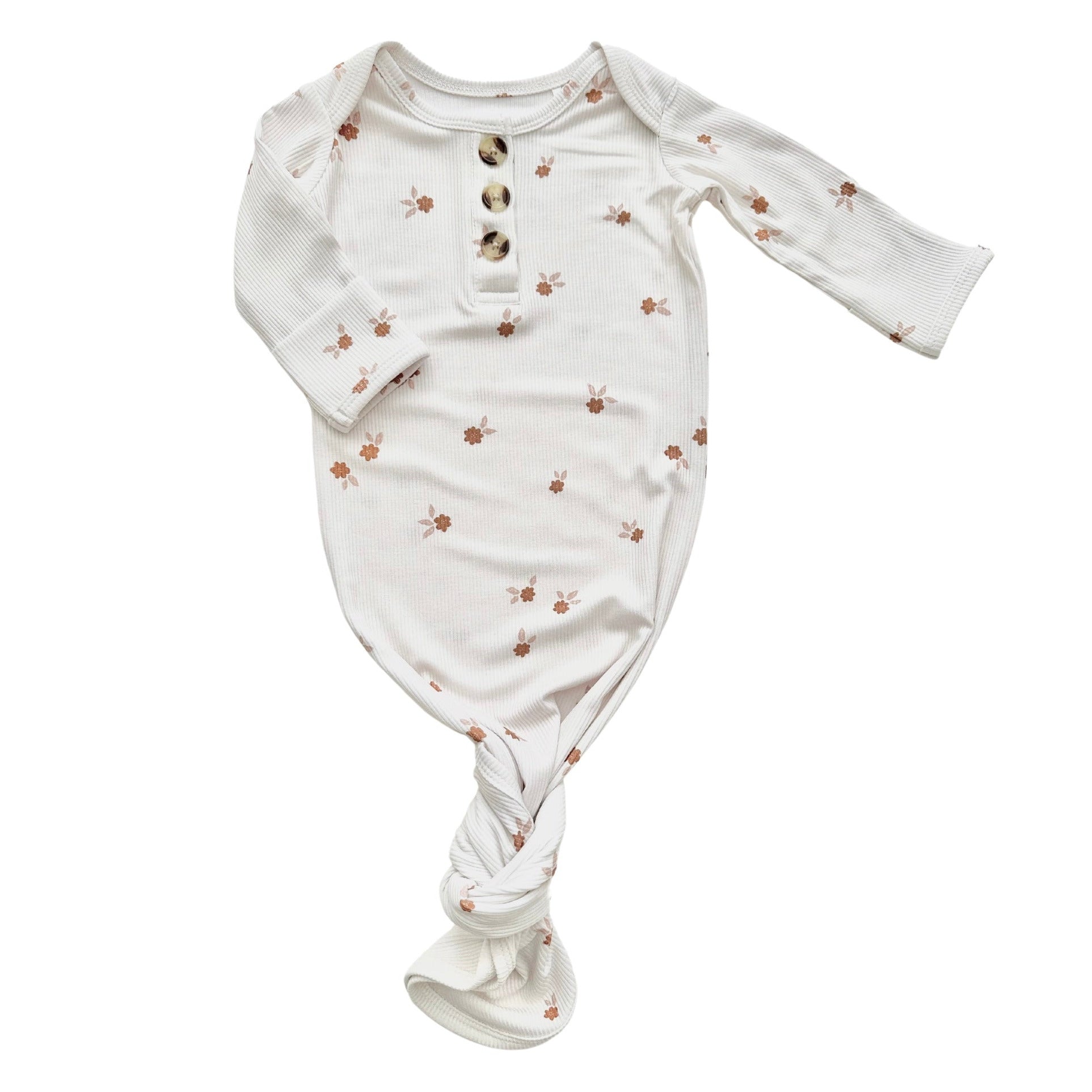 Fleur Ribbed Knotted Baby Gown