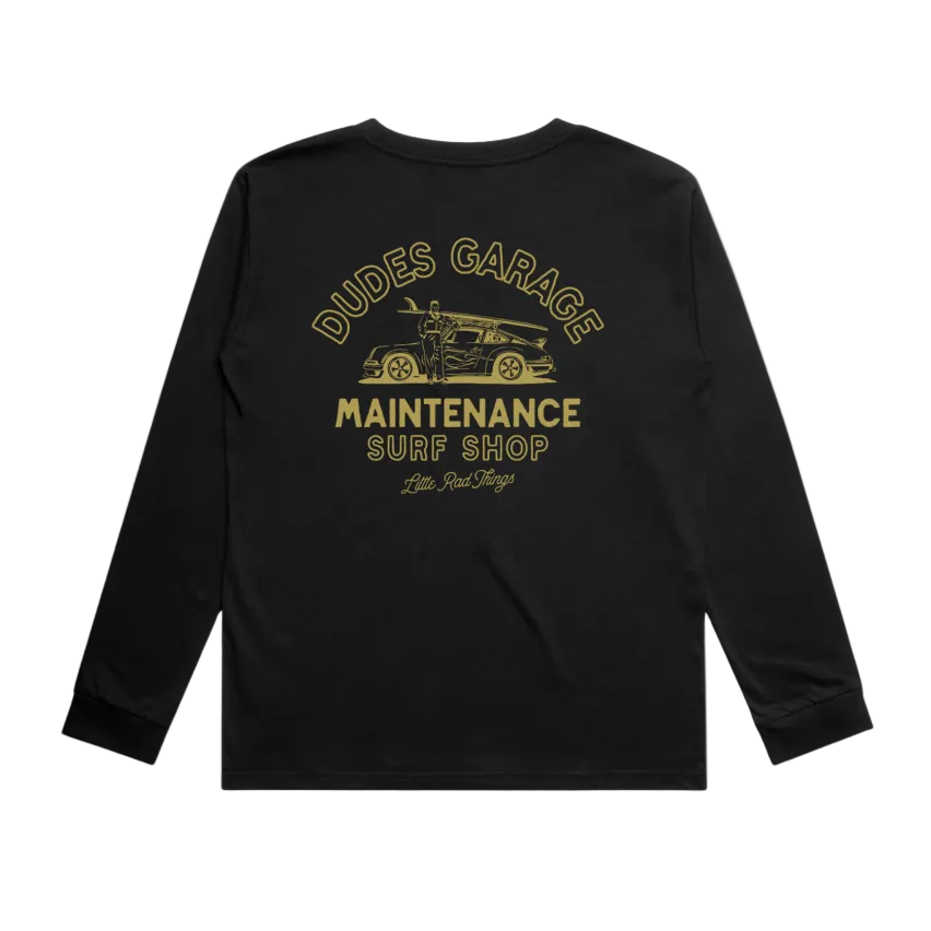 LONG SLEEVE DUDES GARAGE TEE - BLACK