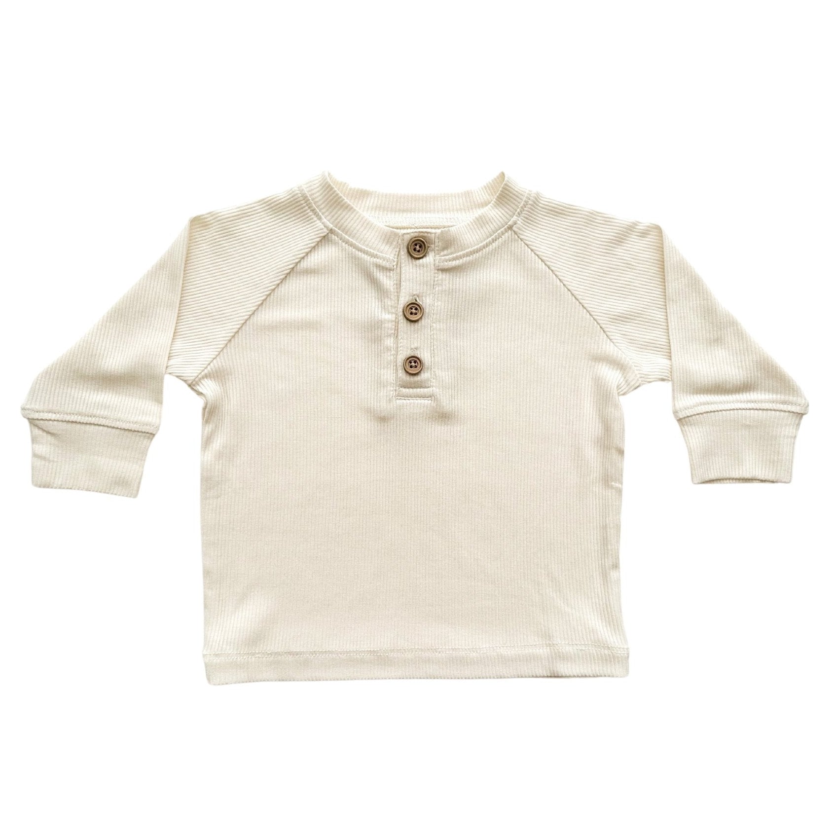 Bamboo Long Sleeve Shirt - Cream Ribbed