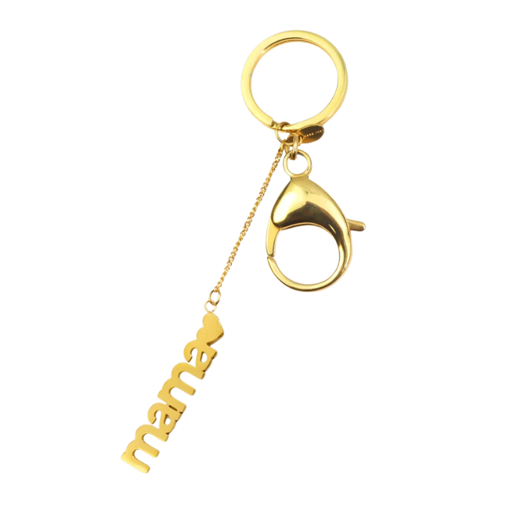 "Mama" Charm Keychain – 18K Gold Plated