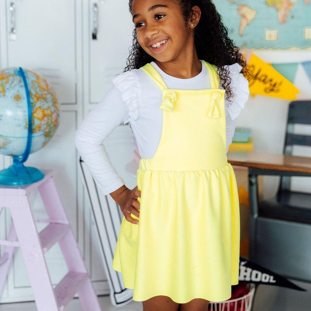 Bright Yellow Faux Suede Pinafore