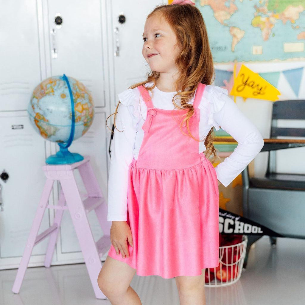 Neon Pink Faux Suede Pinafore