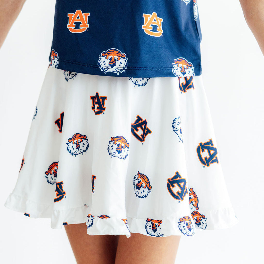 Auburn White Aubie Ruffle Twirl Skort