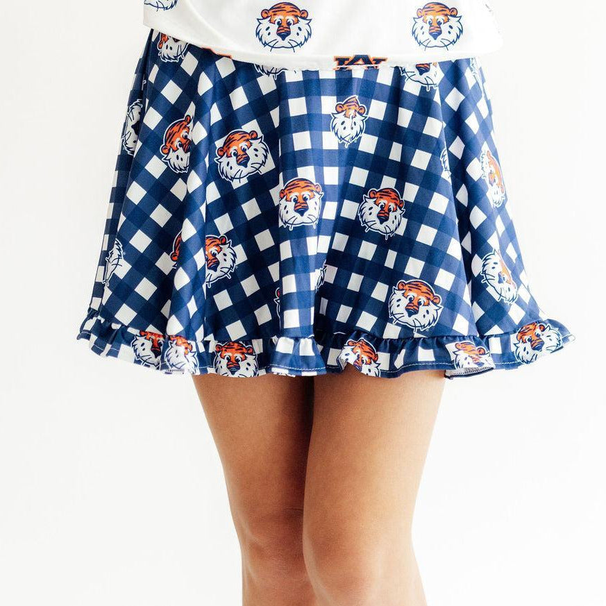 Auburn Plaid Aubie Ruffle Twirl Skort