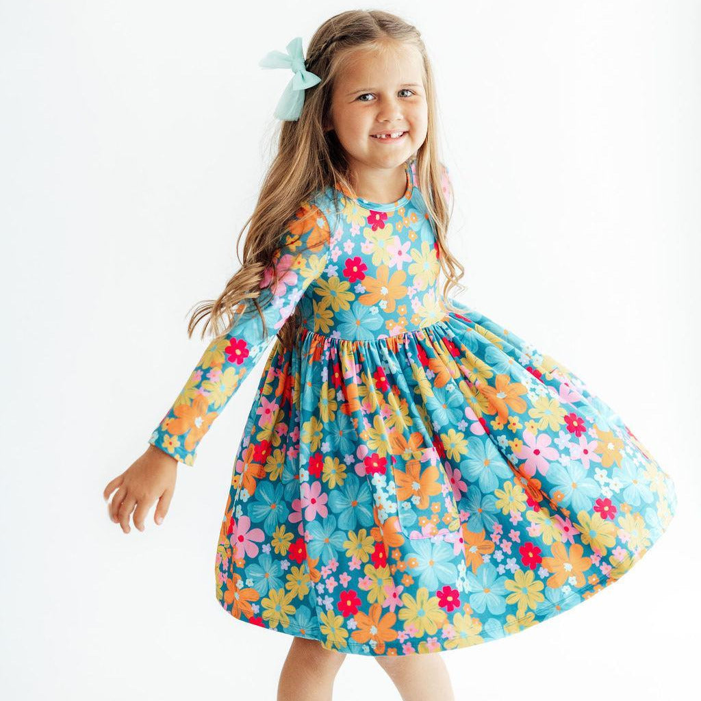 Flower Child L/S Pocket Twirl Dress