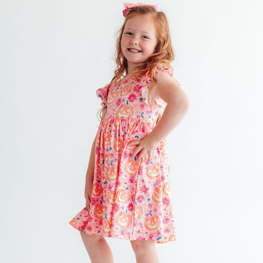 Spooktacular Flutter Sleeve Twirl Dress
