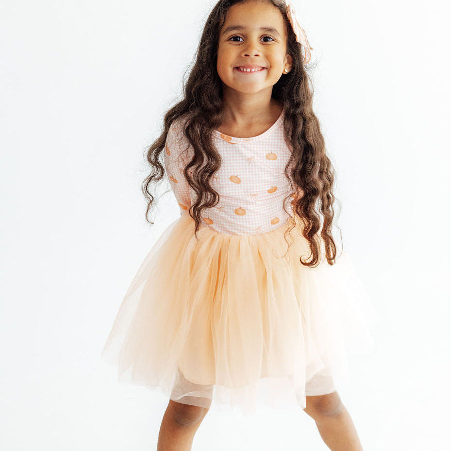 Gingham Pumpkins L/S Tutu Dress