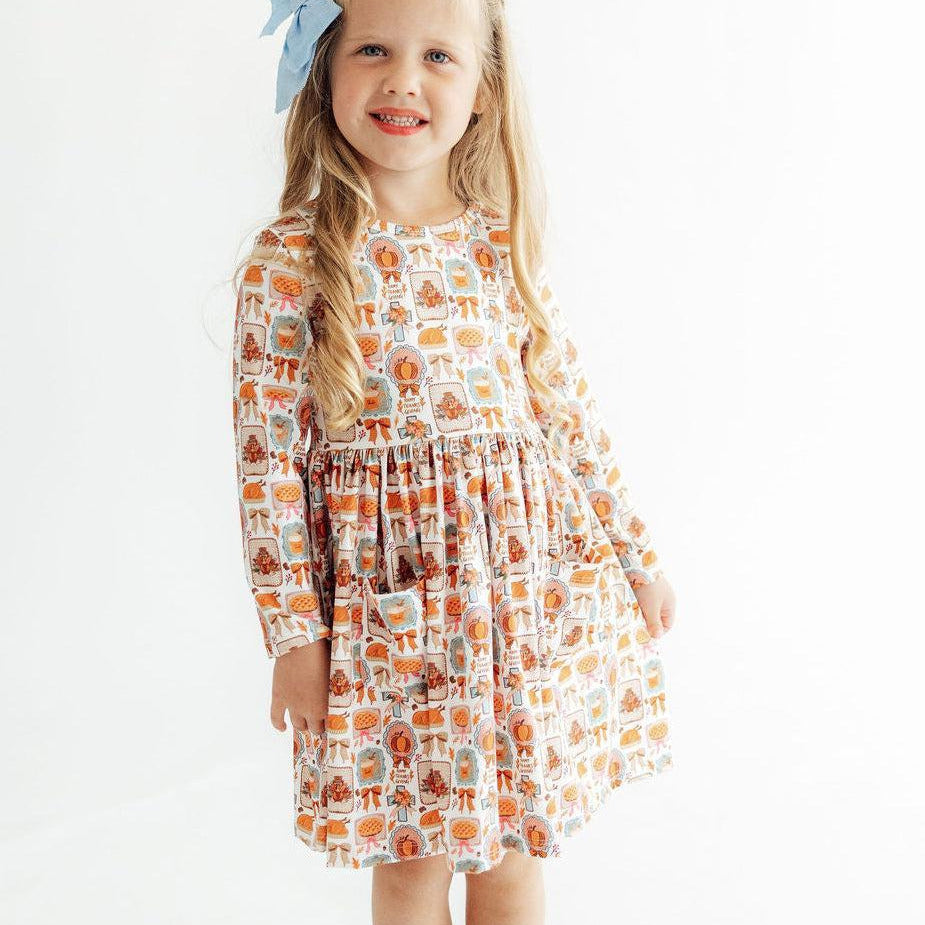 Give Thanks L/S Pocket Twirl Dress