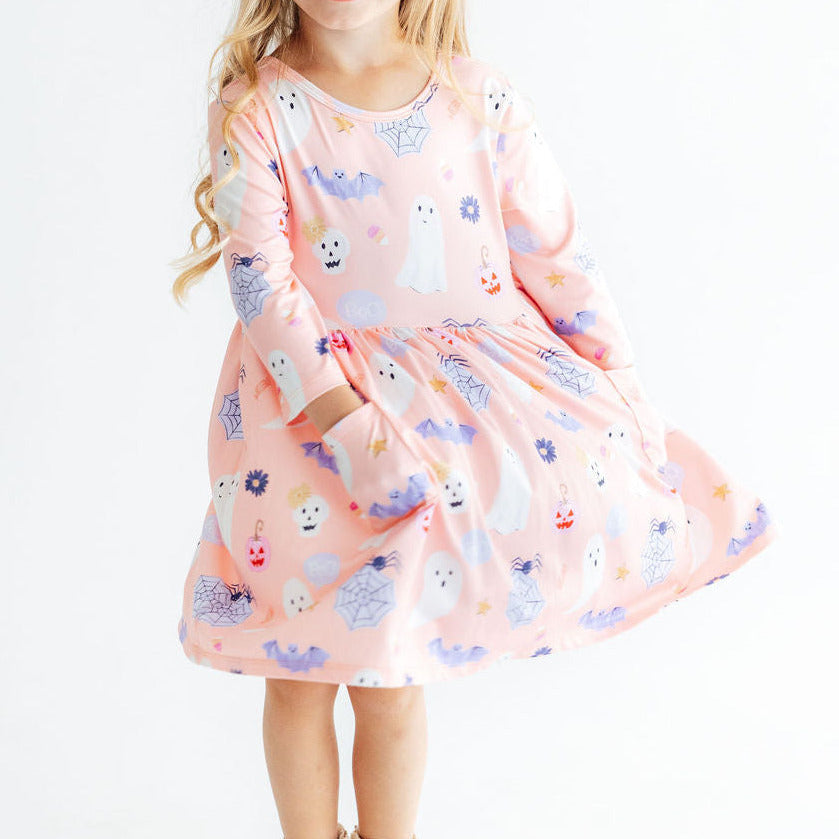 Spooky Sweetheart 3/4 Sleeve Pocket Twirl Dress