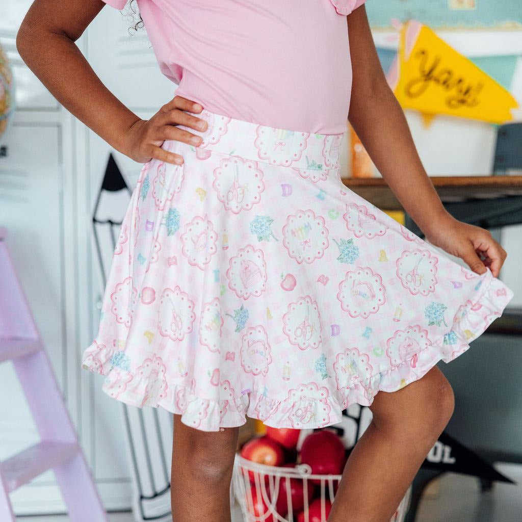 Apple of My Eye Ruffle Twirl Skort