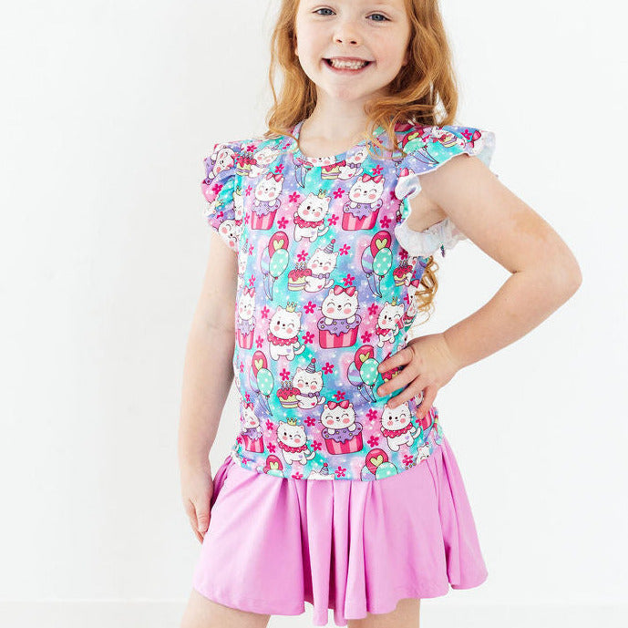 Time To Purr-ty S/S Ruffle Tee