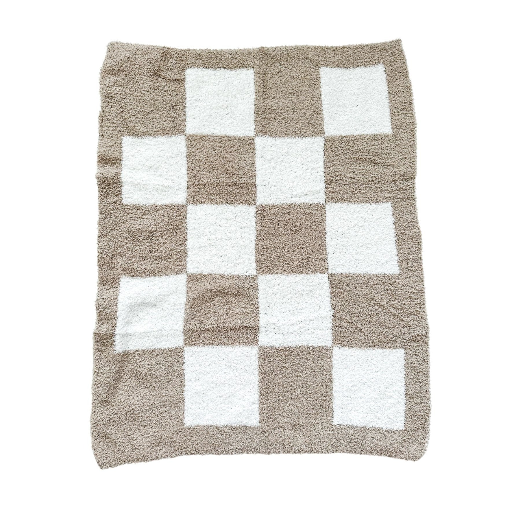 Plush Mini Blanket - Taupe Checker