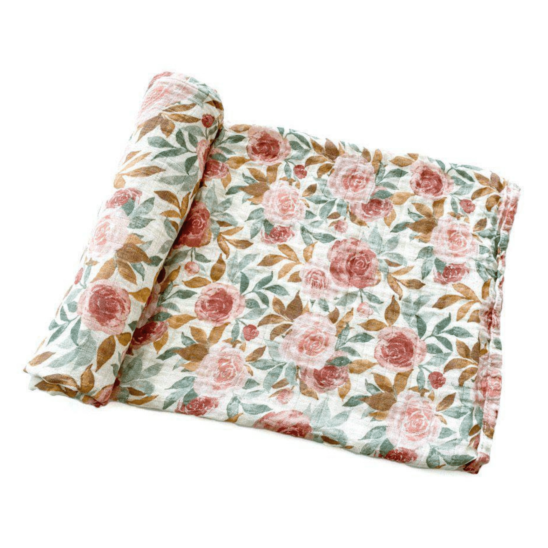 Dusty Pink Floral Muslin Swaddle Blanket