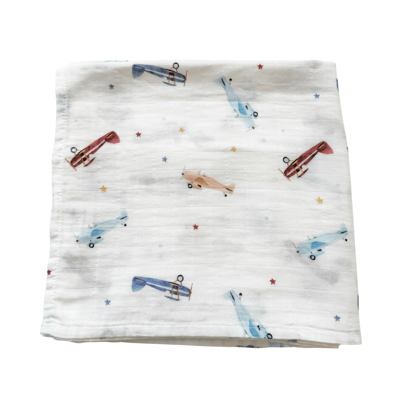 Vintage Airplane Muslin Swaddle Blanket