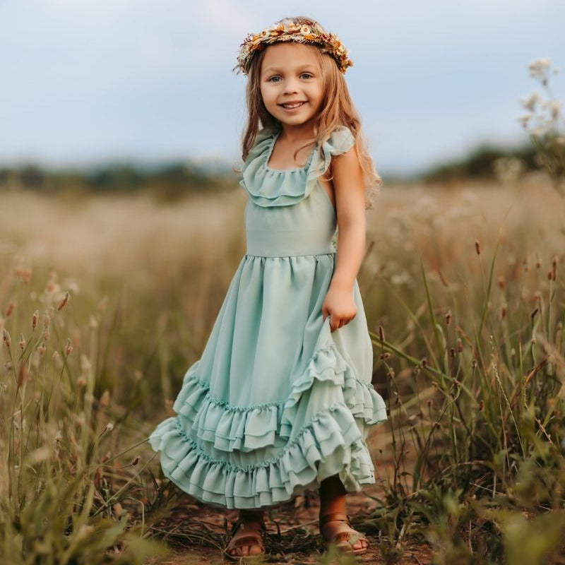 Nellie Ruffle Maxi Dress - Sage