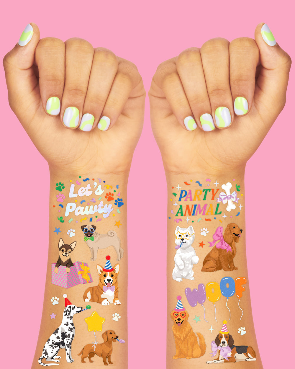 Dog Lover Tats - 52 foil temporary tattoos