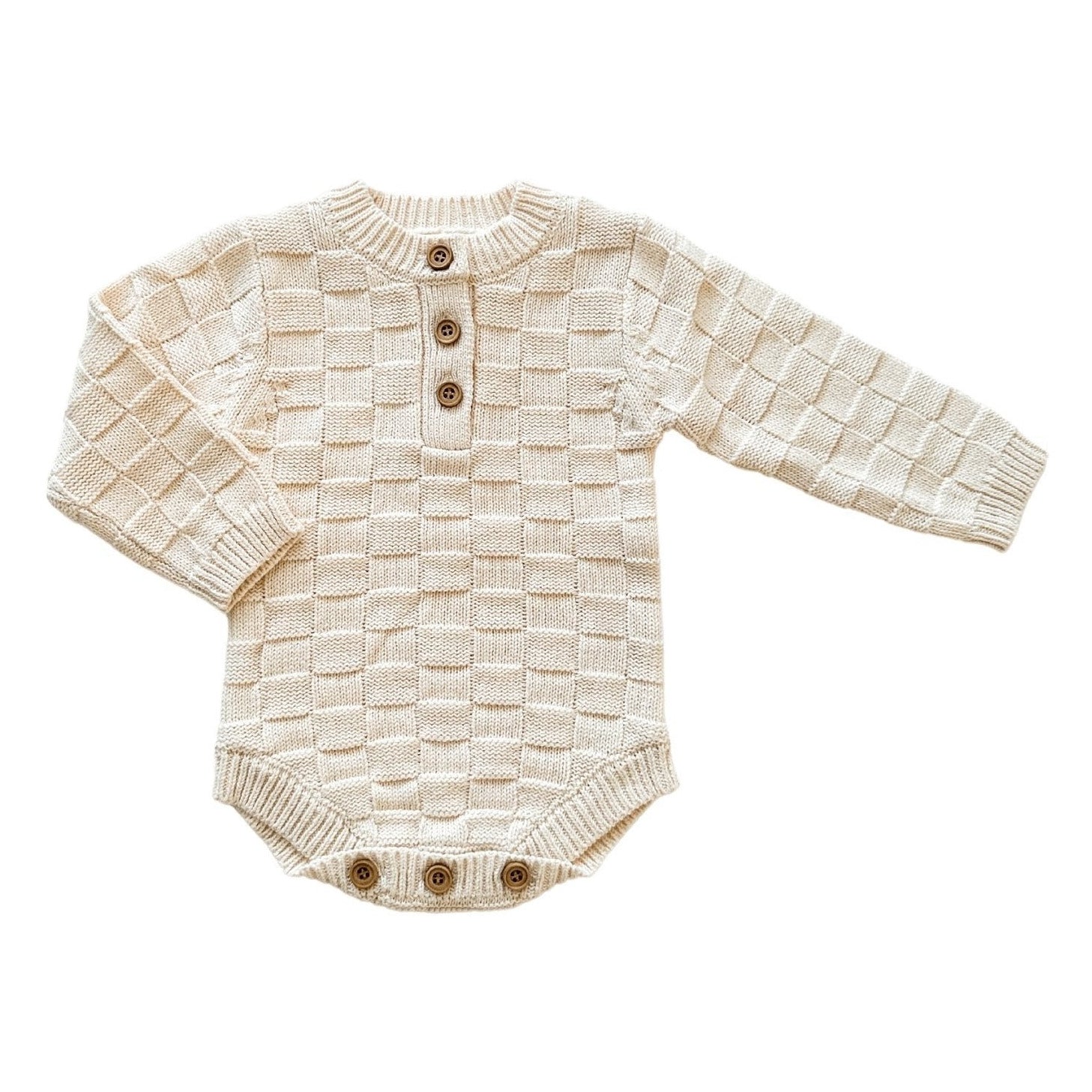 Cream Checkerboard Baby Bodysuit | Organic Cotton