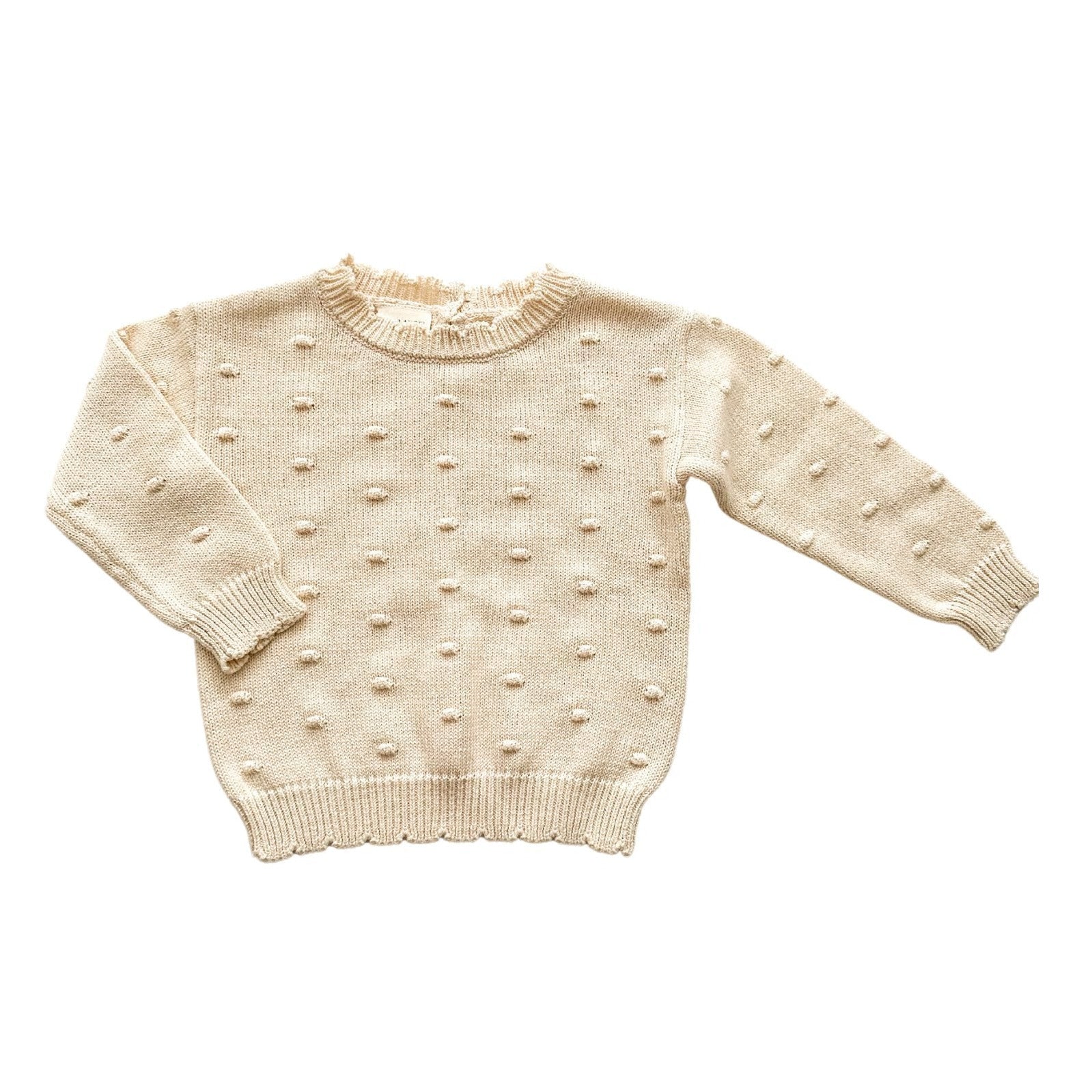 Organic Knit Sweater - Cream Pom