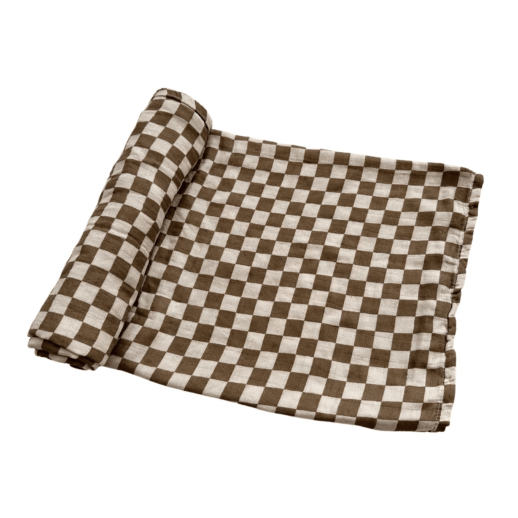 Organic Muslin Swaddle Blanket - Toffee Checkered