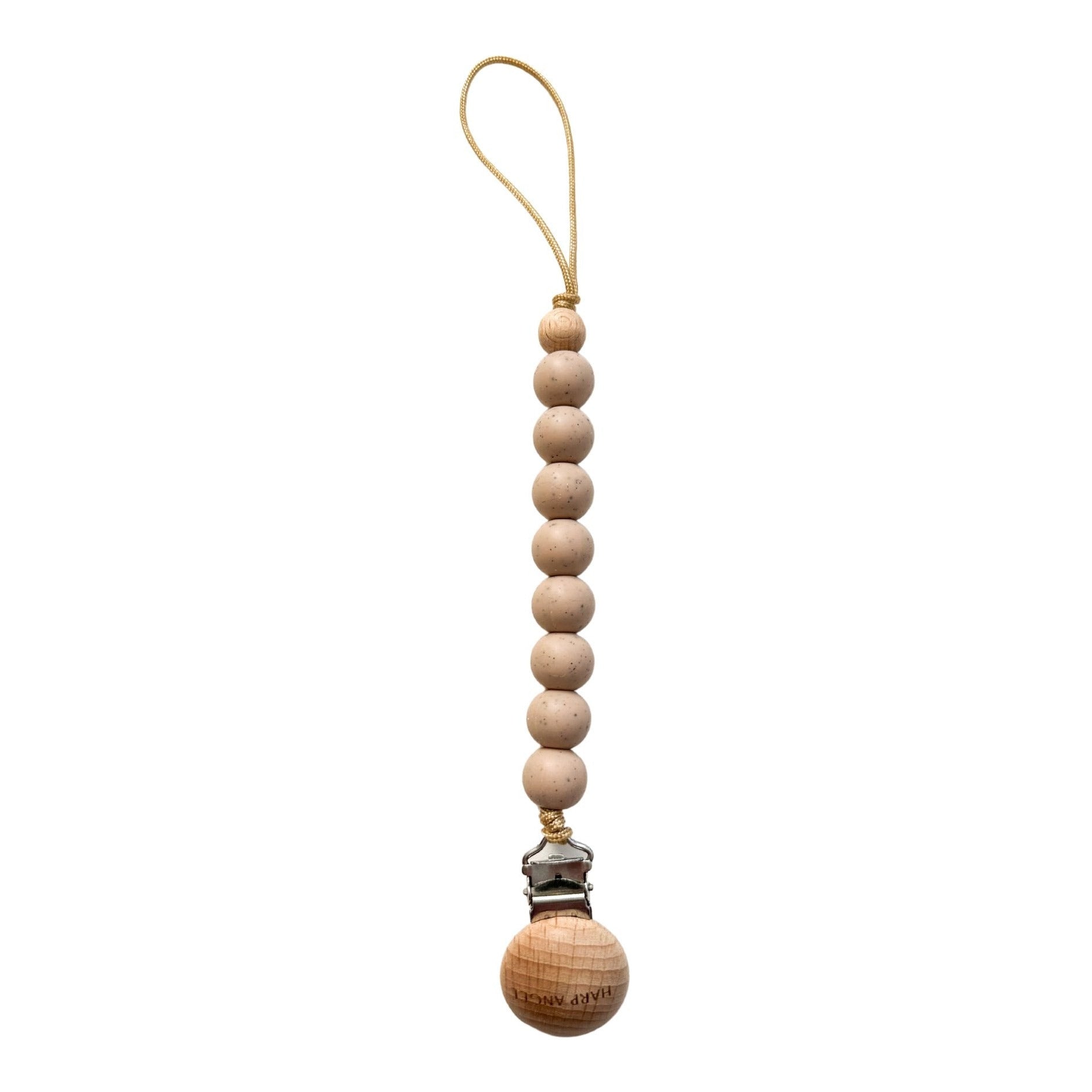 Camel Speckle Pacifier Clip & Teether