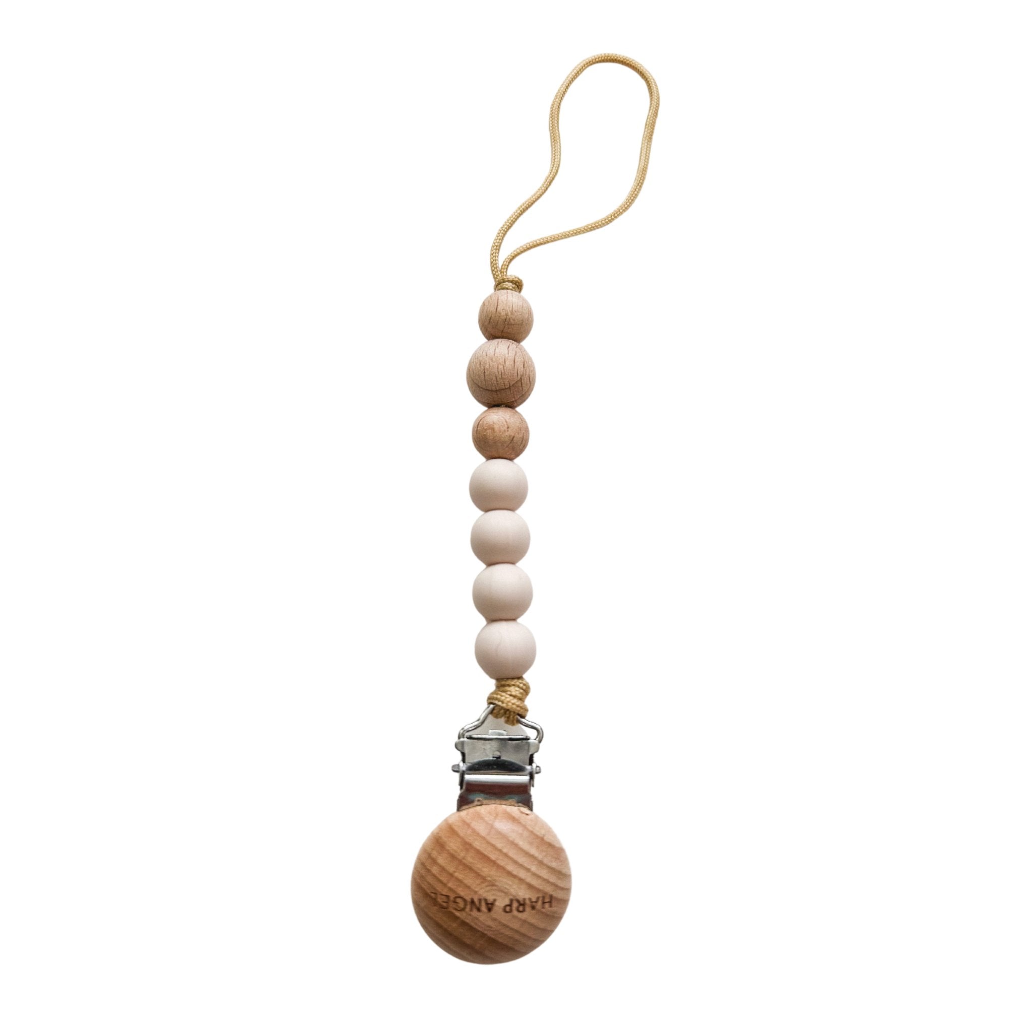 Pacifier Clip Harper – Cream Silicone & Wood Teether