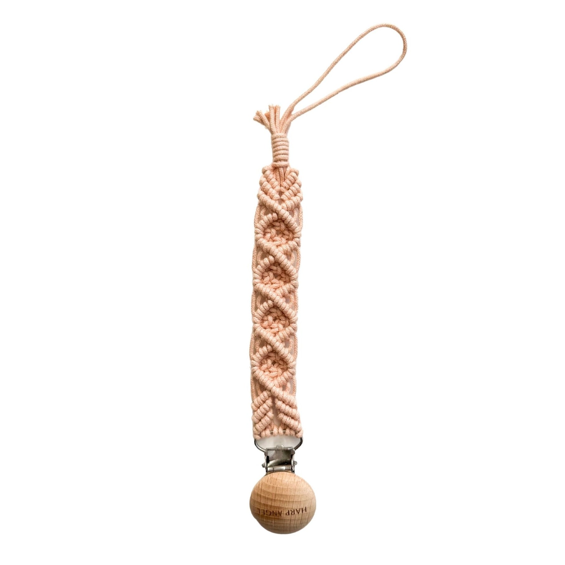 Blush Macrame Pacifier Clip for Babies