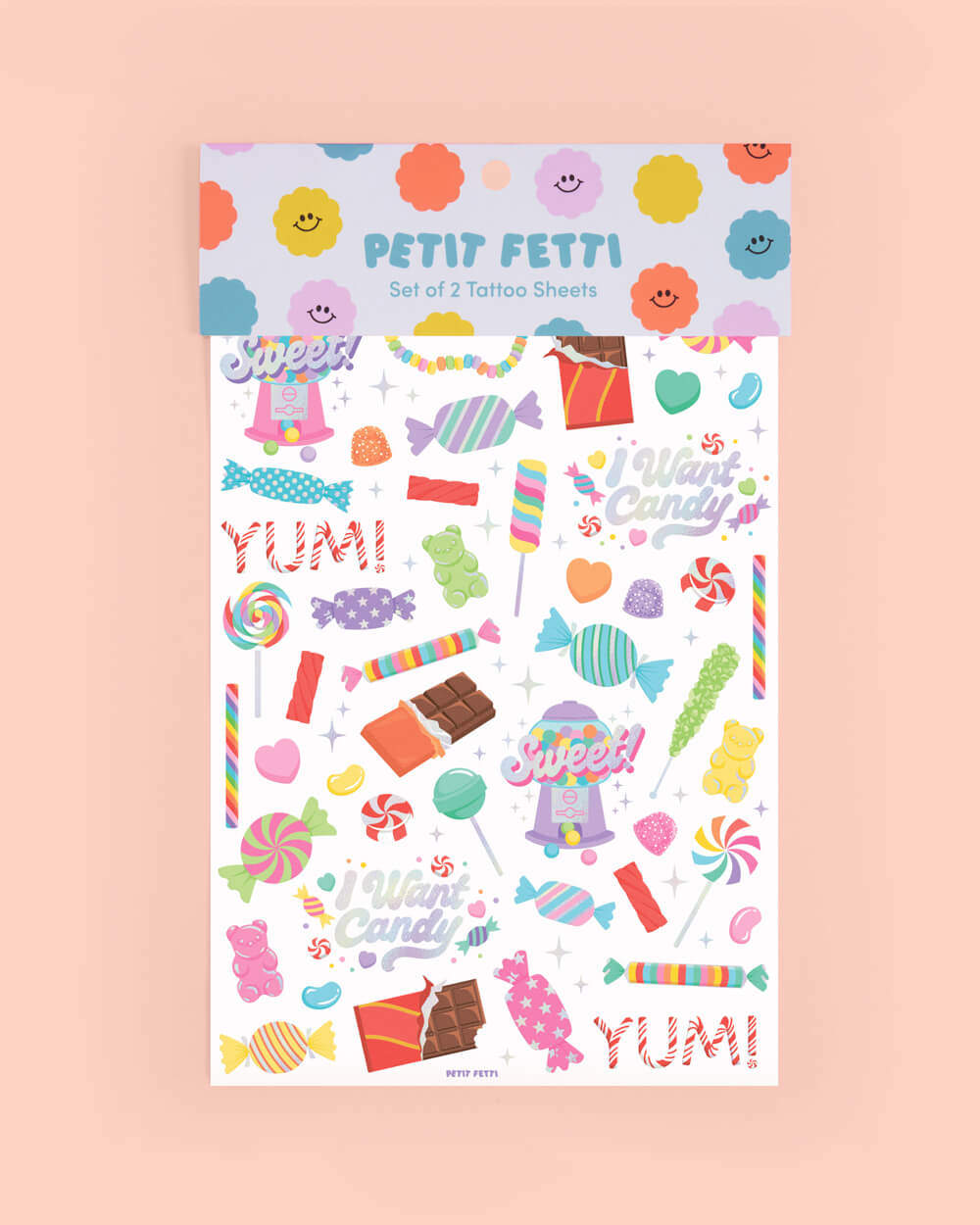 I Want Candy Tats - 72 foil temporary tattoos