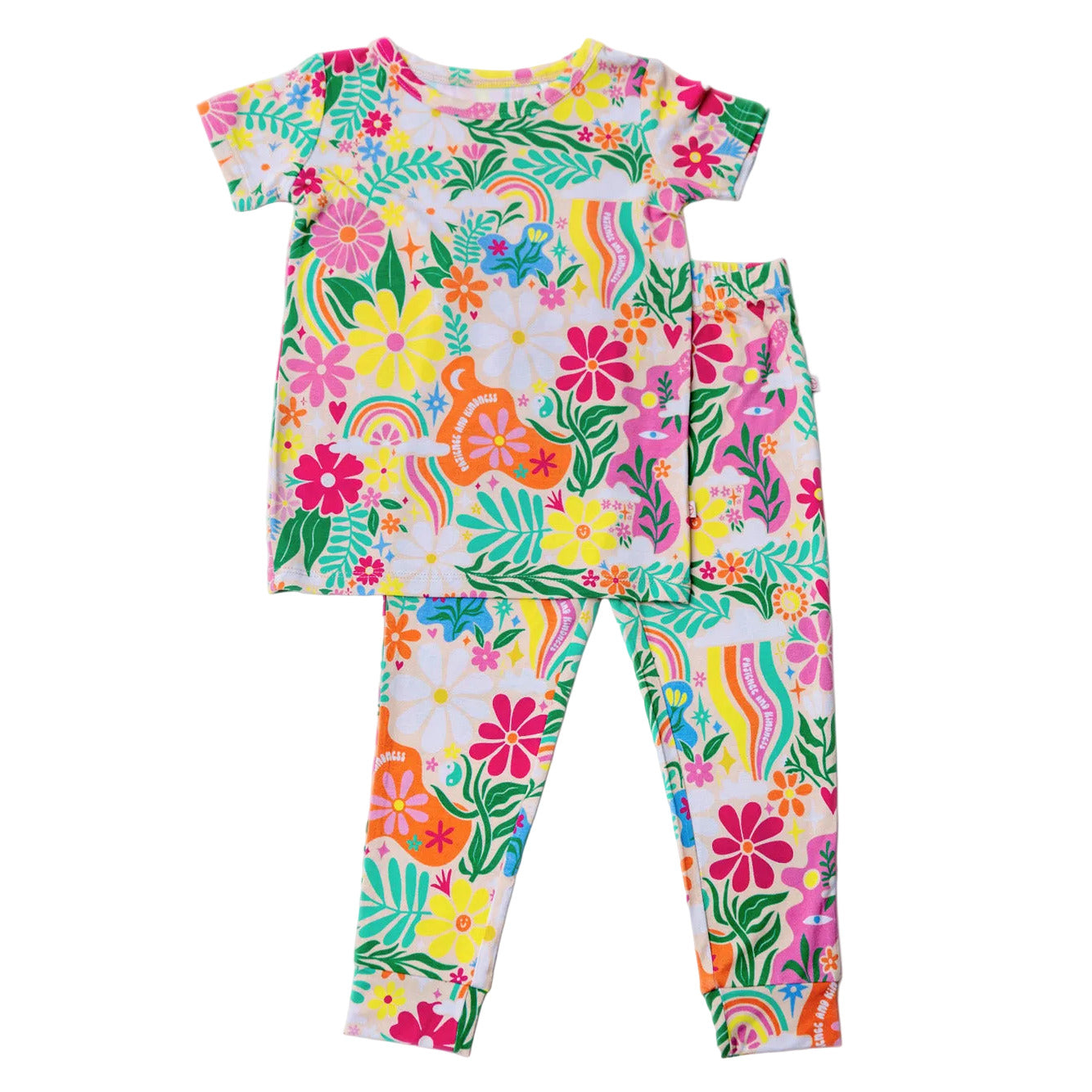 The Second-Skin 2-Piece Short Sleeve Pajama | Rainbow Daisy Babe