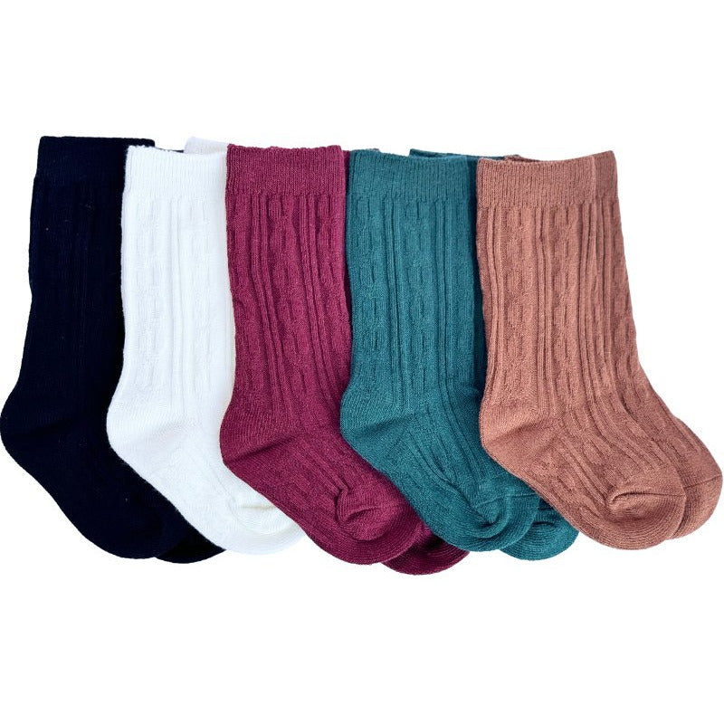 Pepper Knee-High Cable Knit Socks