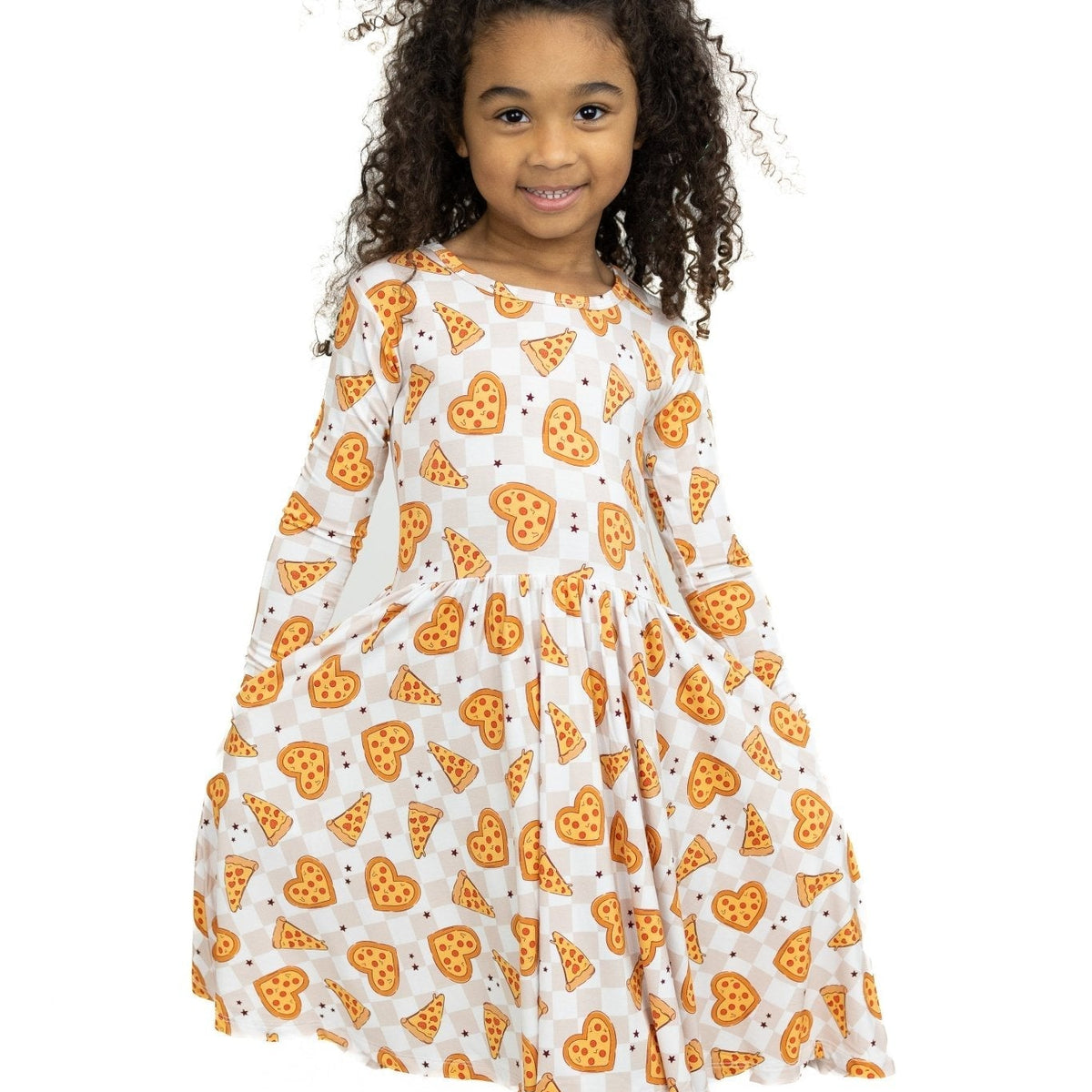 Pizza My Heart Long Sleeve Twirl Dress