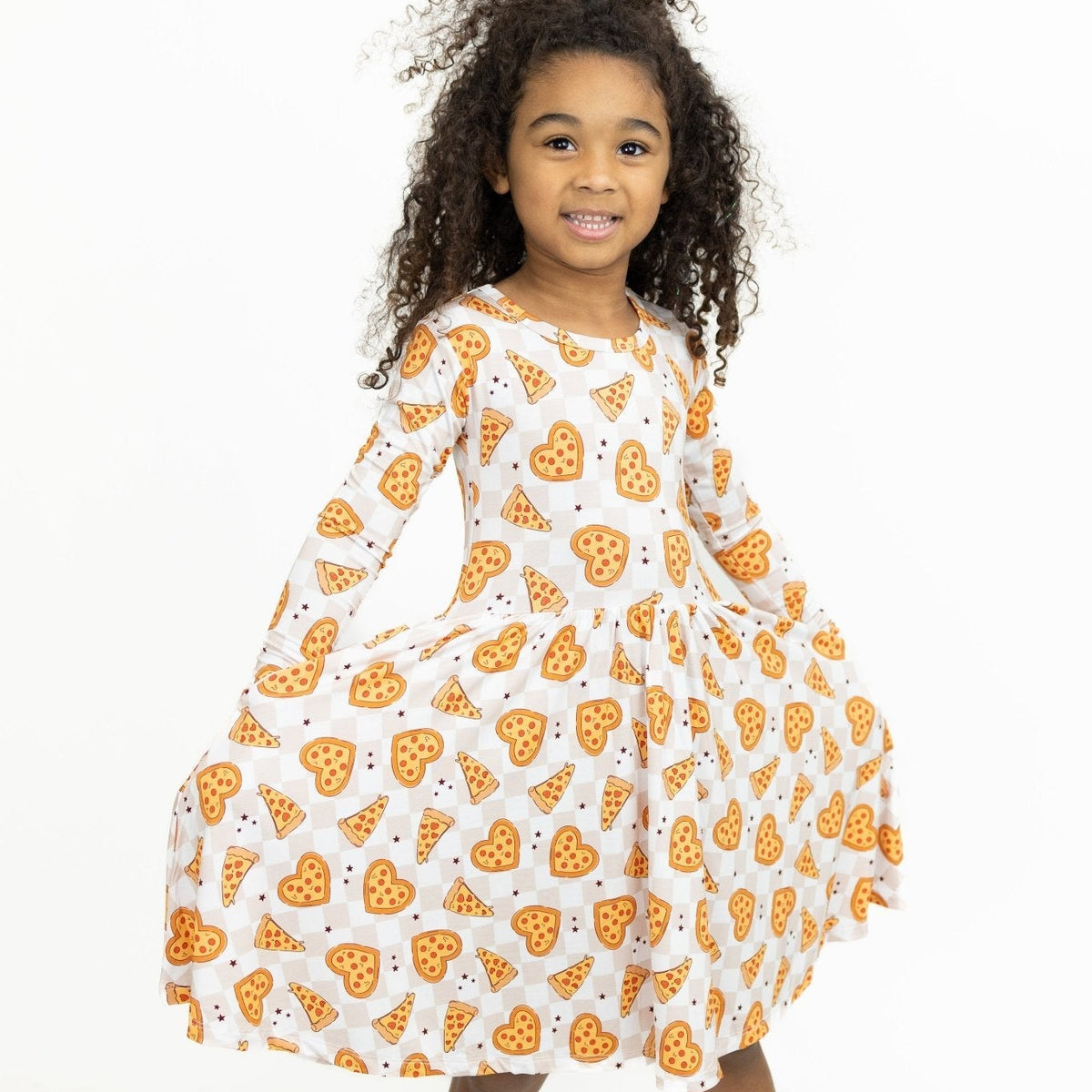 Pizza My Heart Long Sleeve Twirl Dress