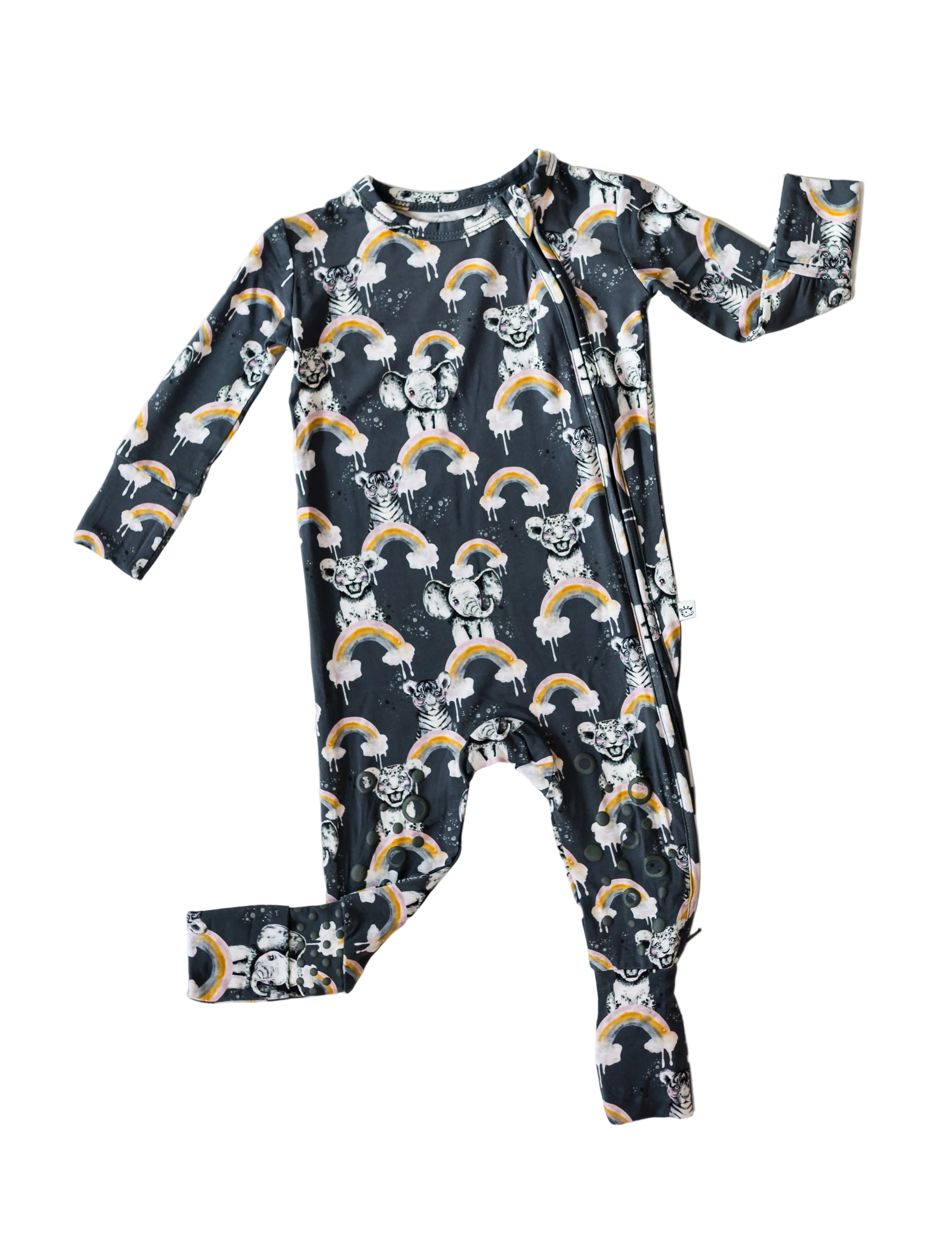 Knee-Grip Rainbow Safari Convertible Footie