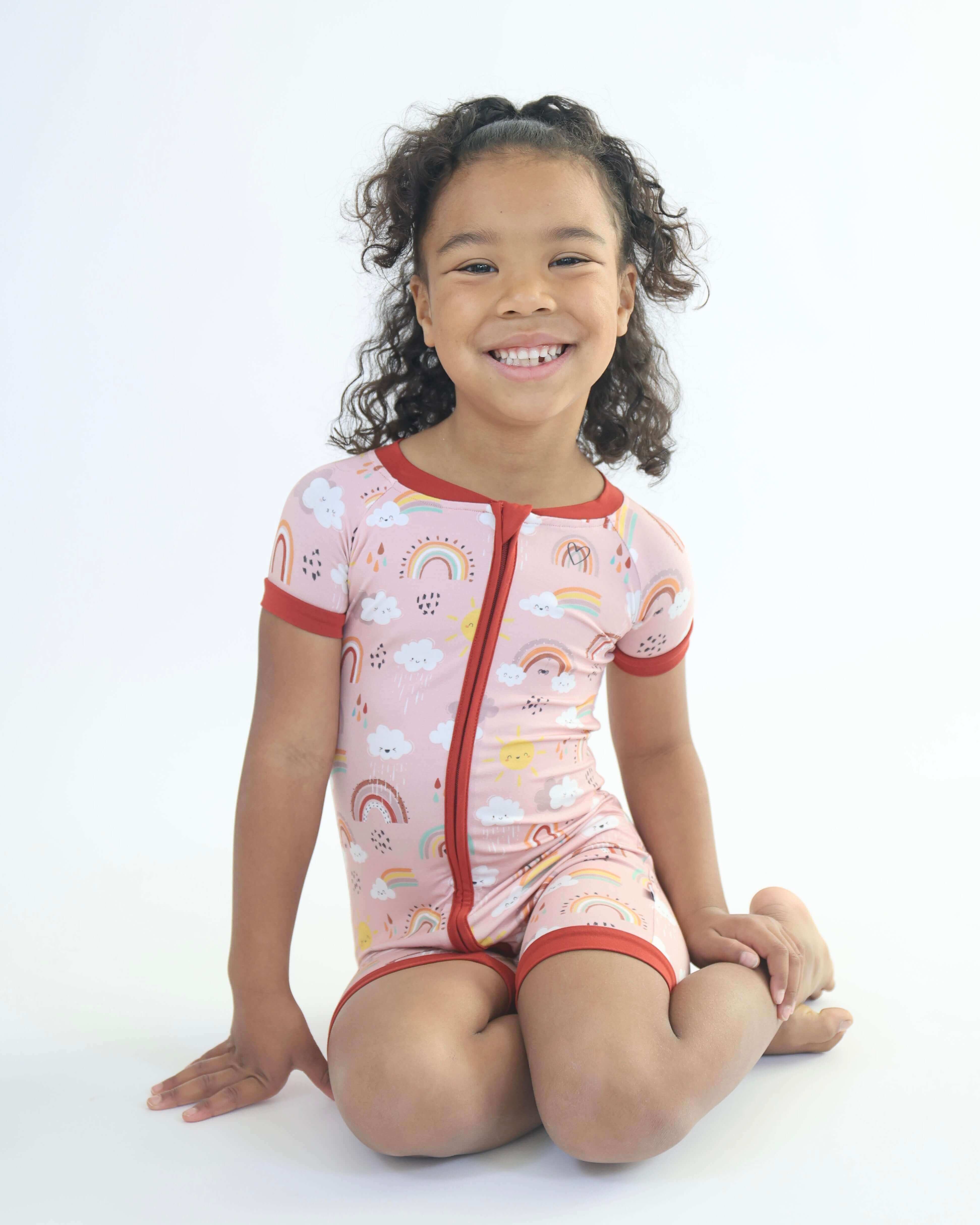 Bamboo Short Romper - Rainnbow