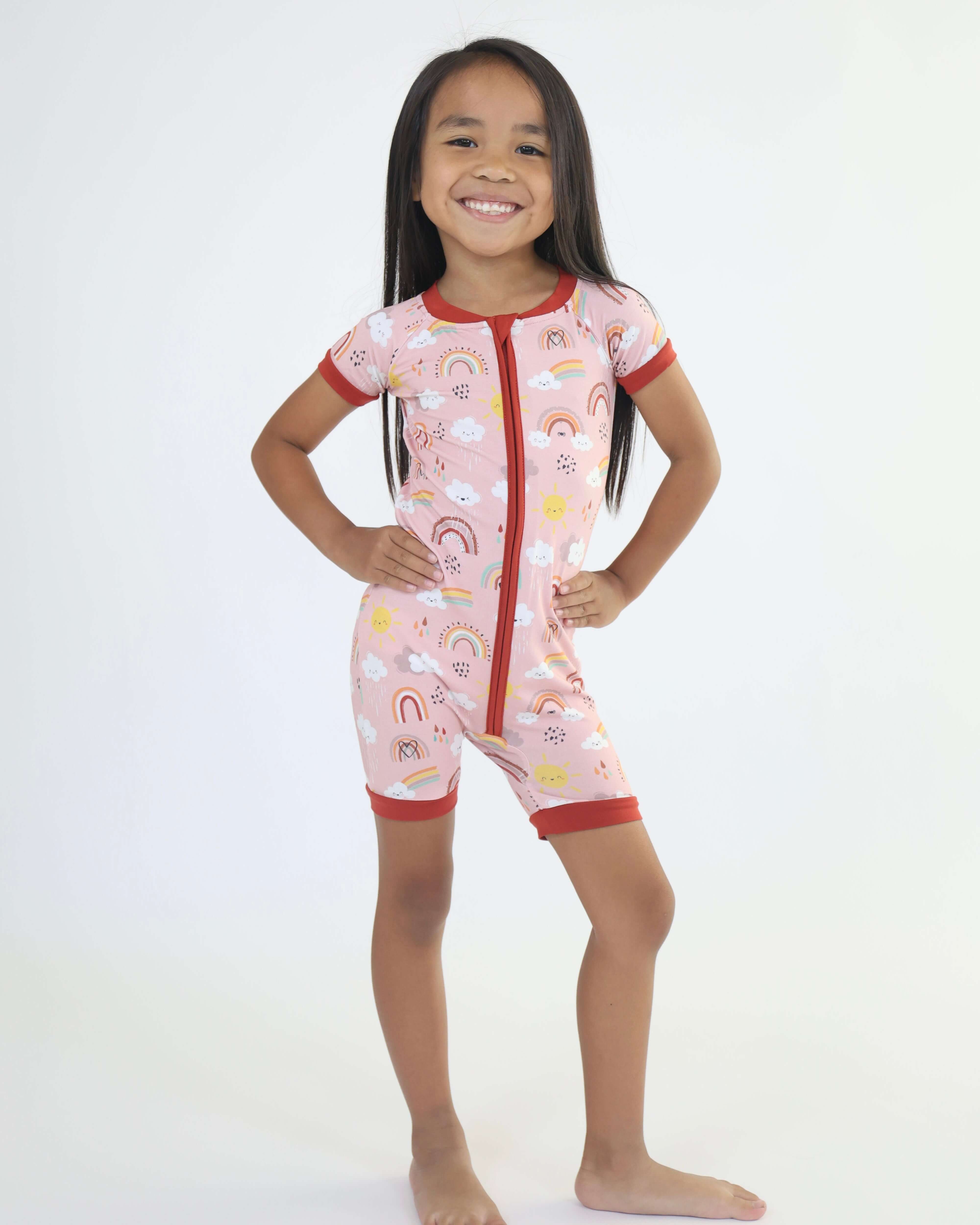 Bamboo Short Romper - Rainnbow