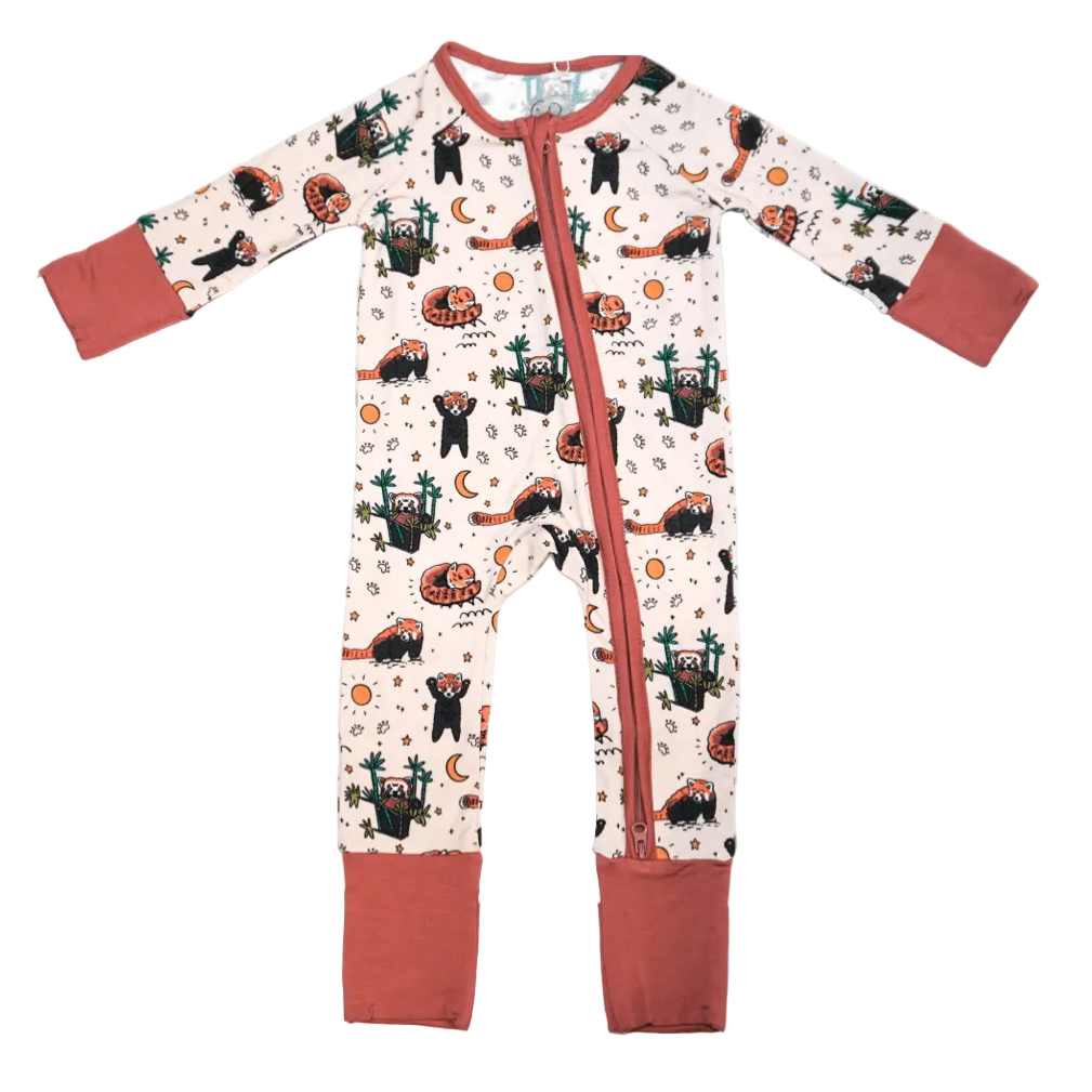Red Panda Baby Zip Pajamas