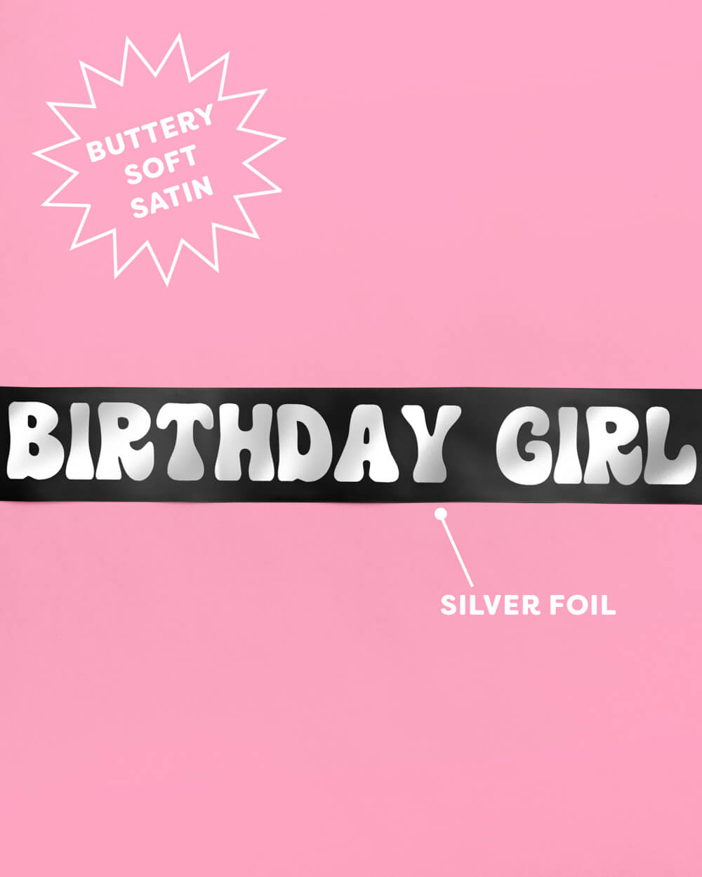 Western Bday Girl Sash - black + silver foil
