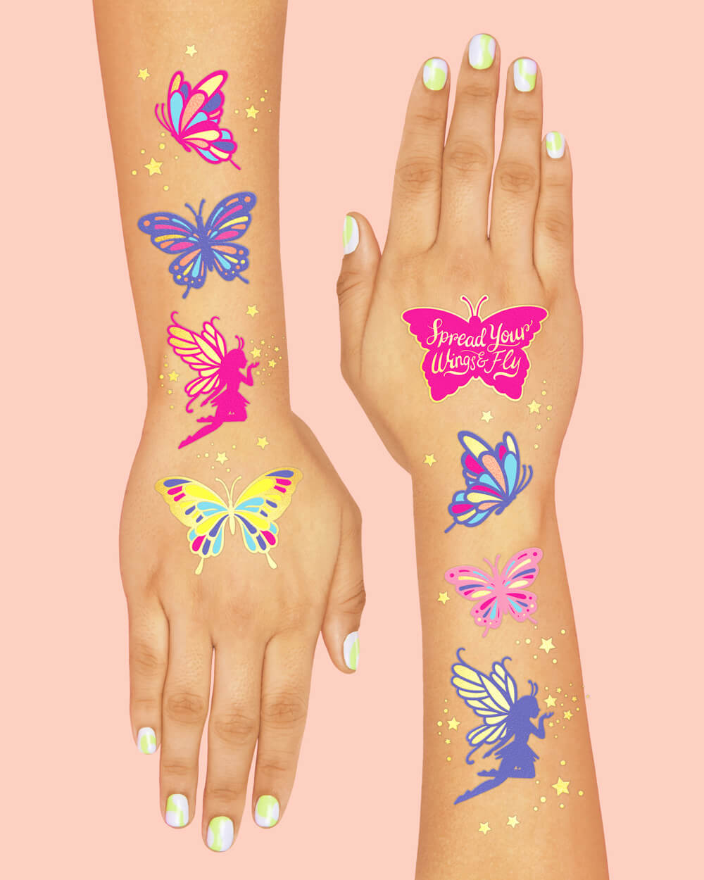 Fairy Flutter Tats - 50 foil temporary tattoos
