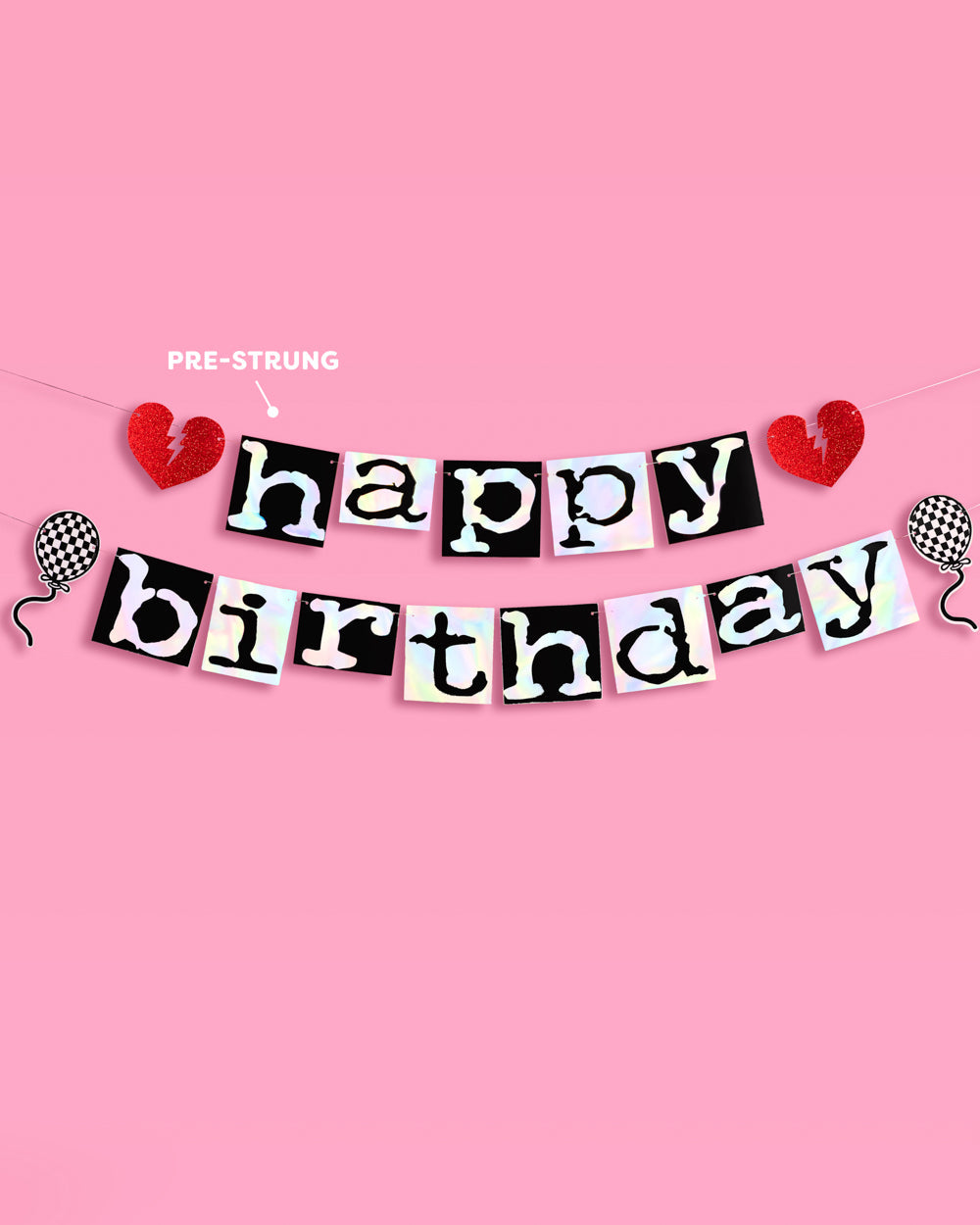 Emo Birthday Banner - iridescent foil banner