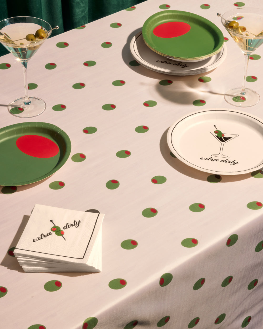 Extra Dirty Trio - plates, napkins, + tablecloth