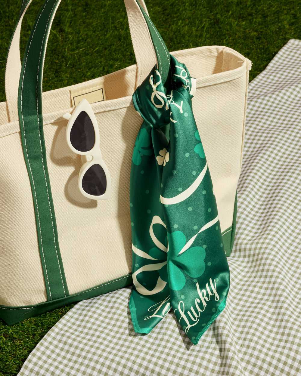 Lucky Headscarf - green silk headscarf