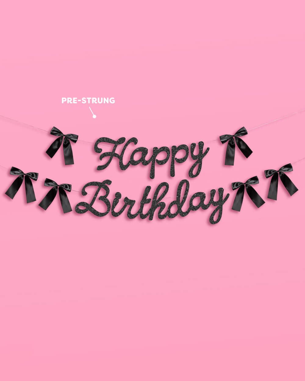 Little Black Bow Banner - black glitter banner