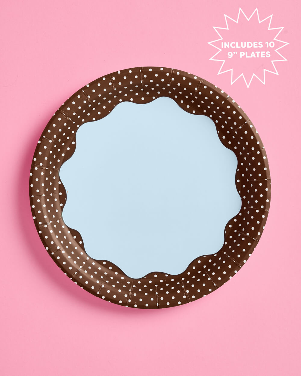 Brown + Blue Plates - 10 paper plates, 9in