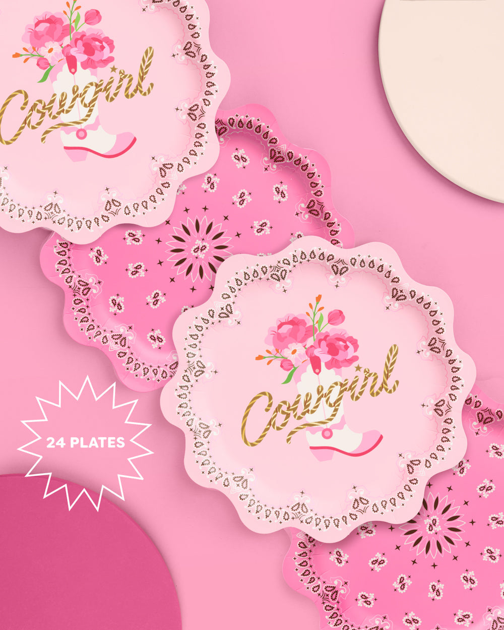 Cowgirl Plates - 24 foil paper plates