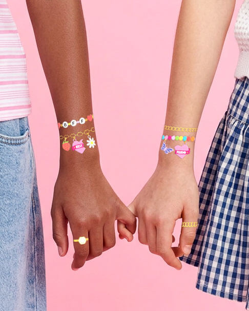 Wrist Candy Tattoos - 52 gold foil + beaded temporary tattoos