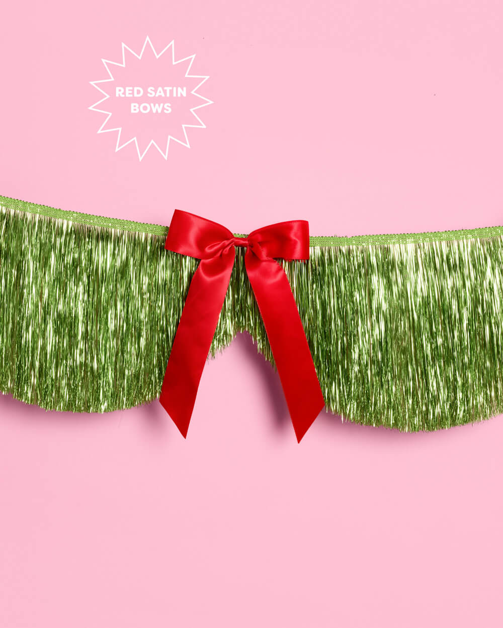 Holiday Bow Fringe Banner - festive scalloped banner