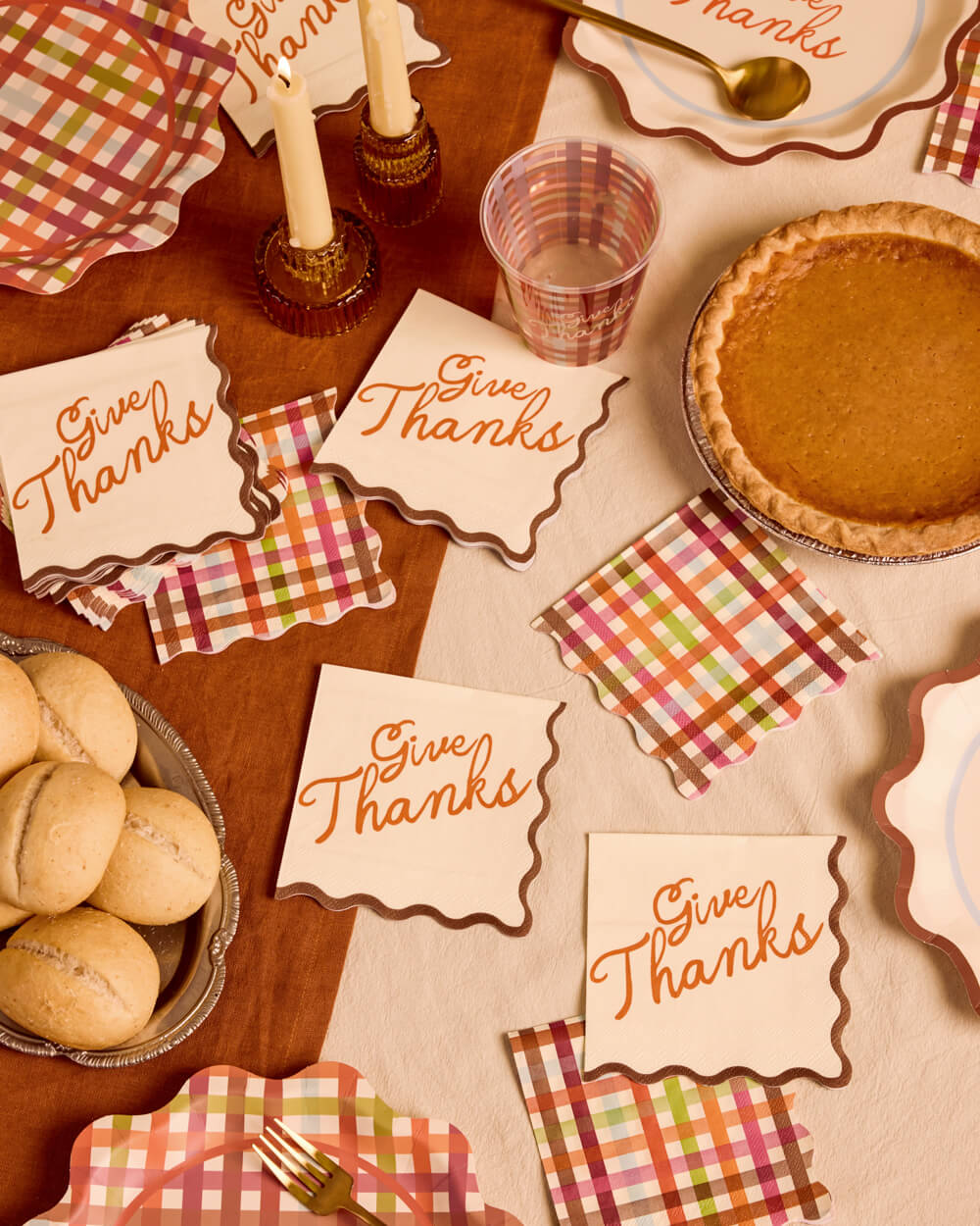 Give Thanks Plaid Napkins - 24 paper napkins