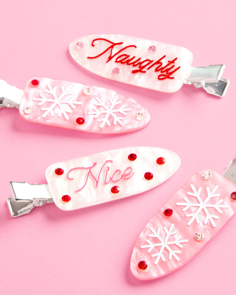 Naughty or Nice Hair Clips - 4 christmas clips