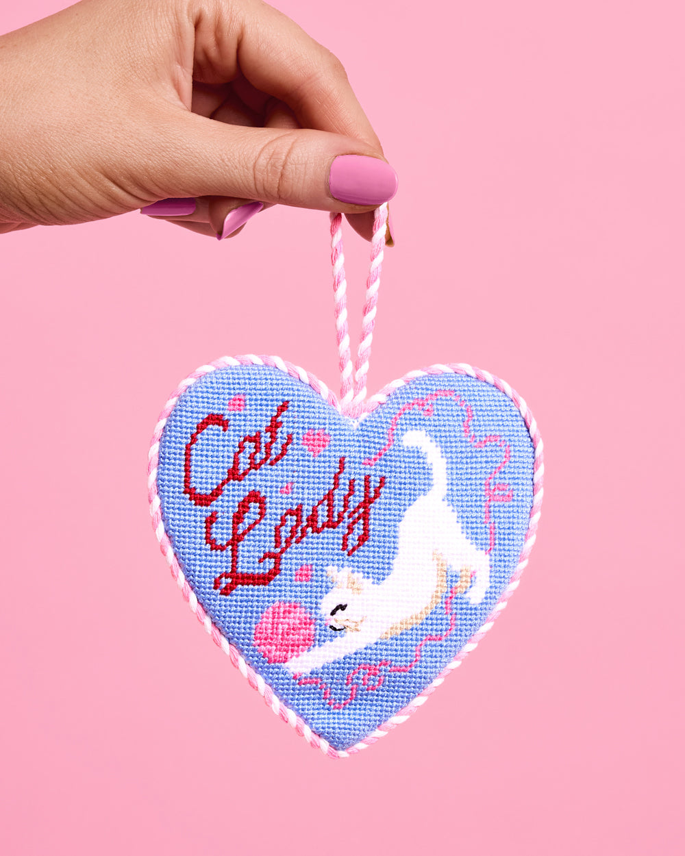 Cat Lady Ornament - blue velvet ornament