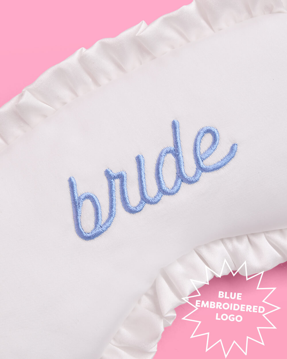 Something Blue Sleep Mask - embroidered white satin