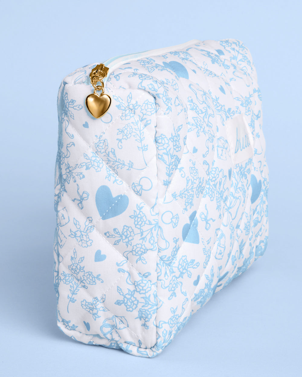 Something Blue Bag - quilted cosmetic bag